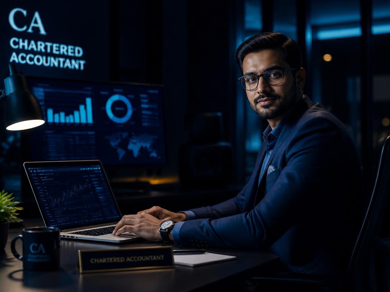 A Bluman Chartered Accountant reviewing a client's financial dashboard